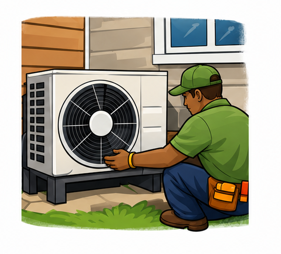 Air source heat pump installation